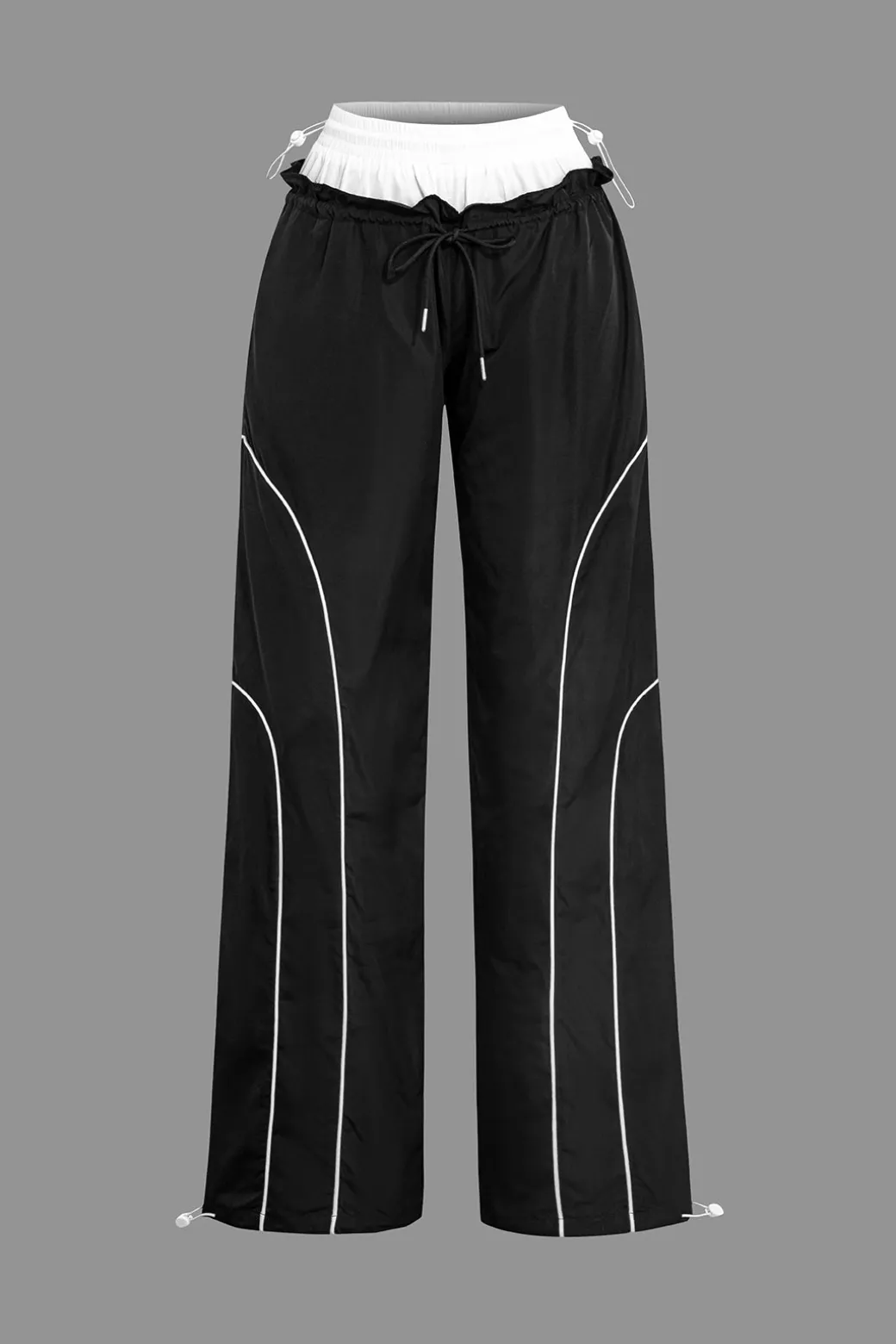 Hot Double Waistband Color Block Trousers Pants