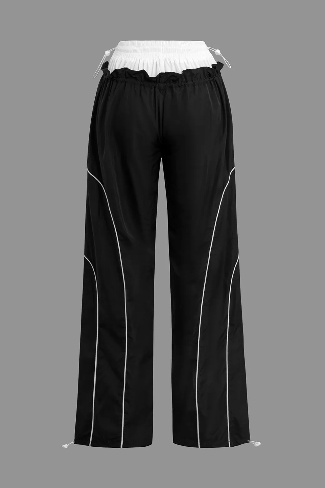 Hot Double Waistband Color Block Trousers Pants