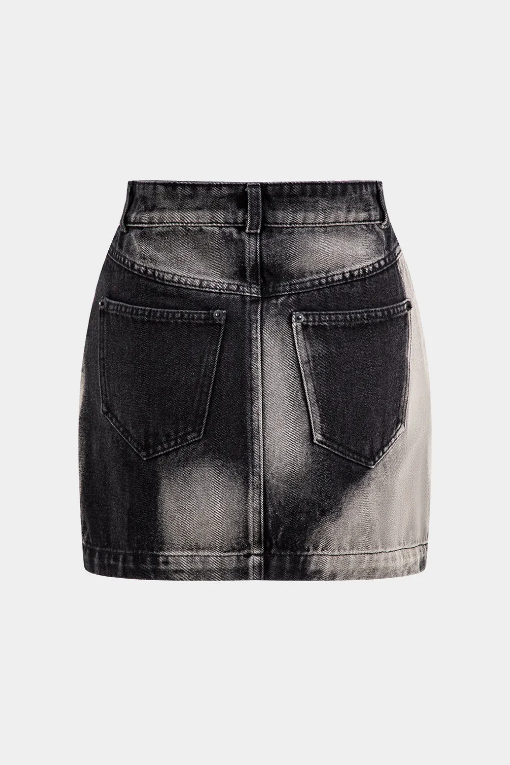 New Faded Denim Pocket Button Skirt Skirts