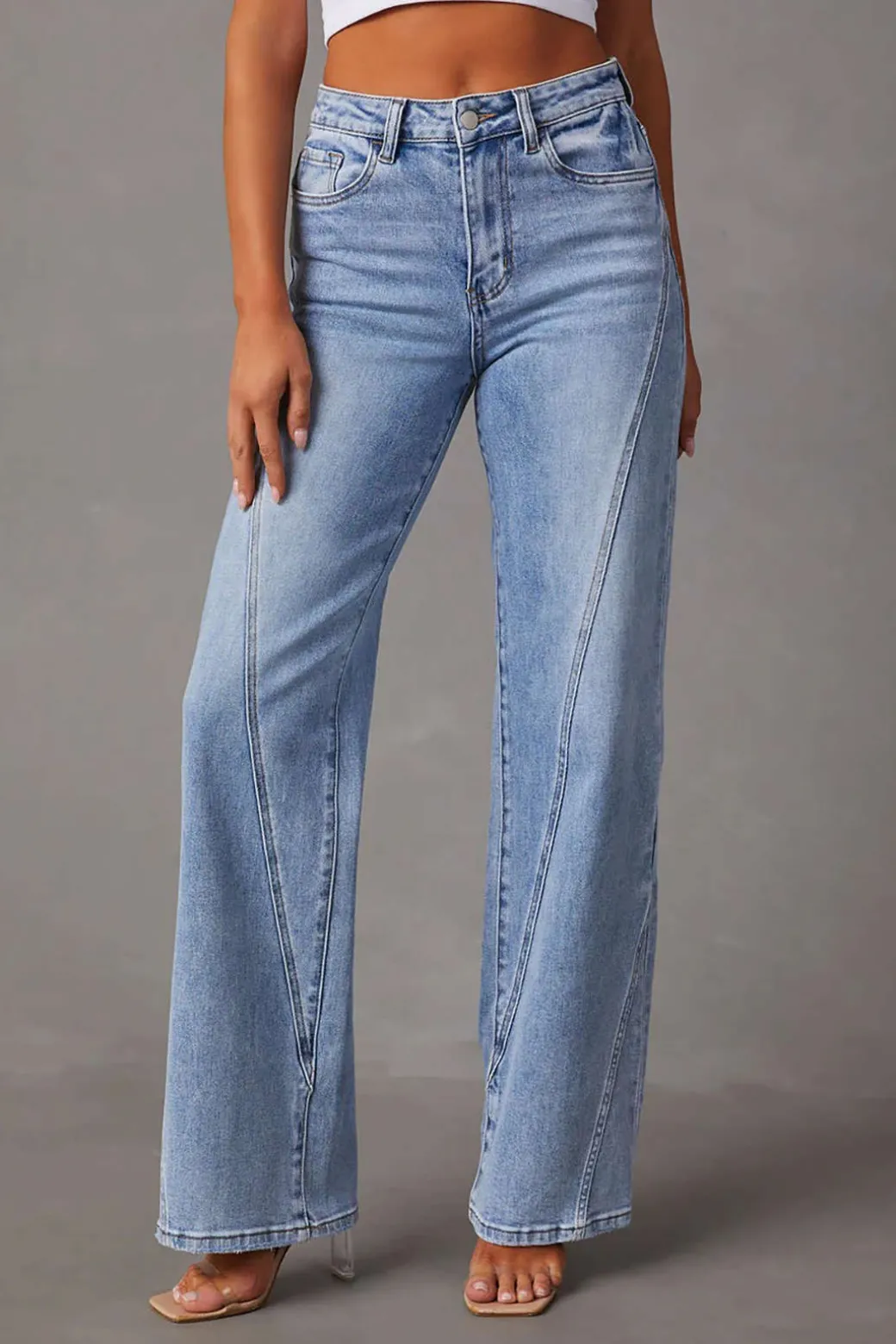Discount Faded Straight Leg Jeans Jeans