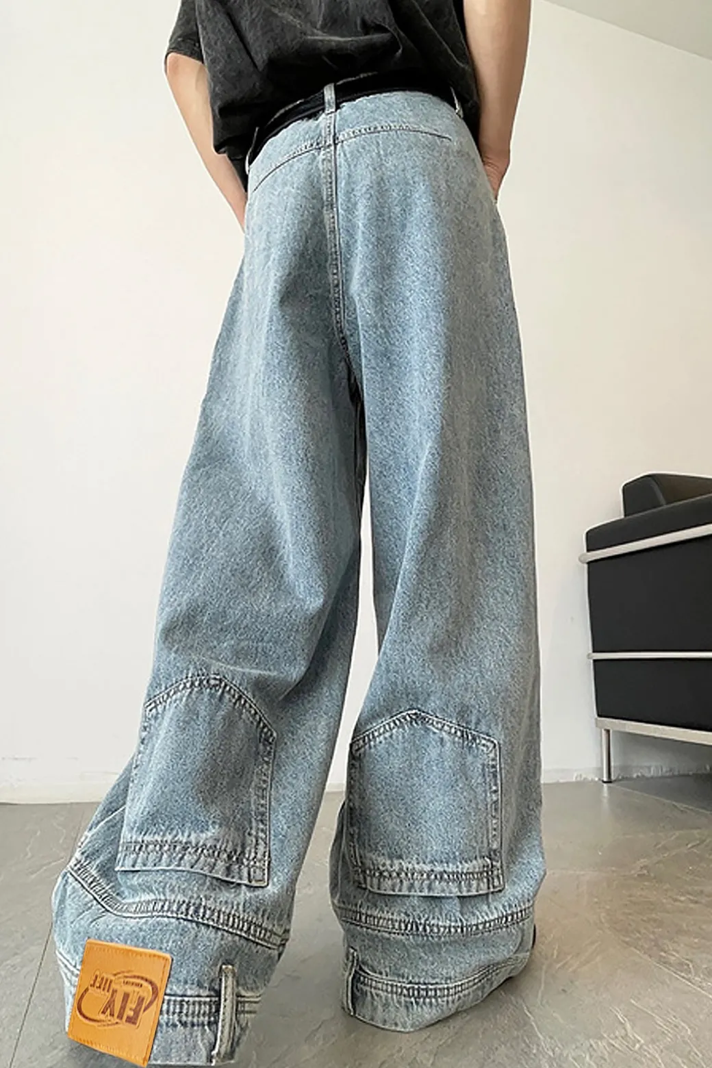 Outlet Faded Wide Leg Jeans Jeans