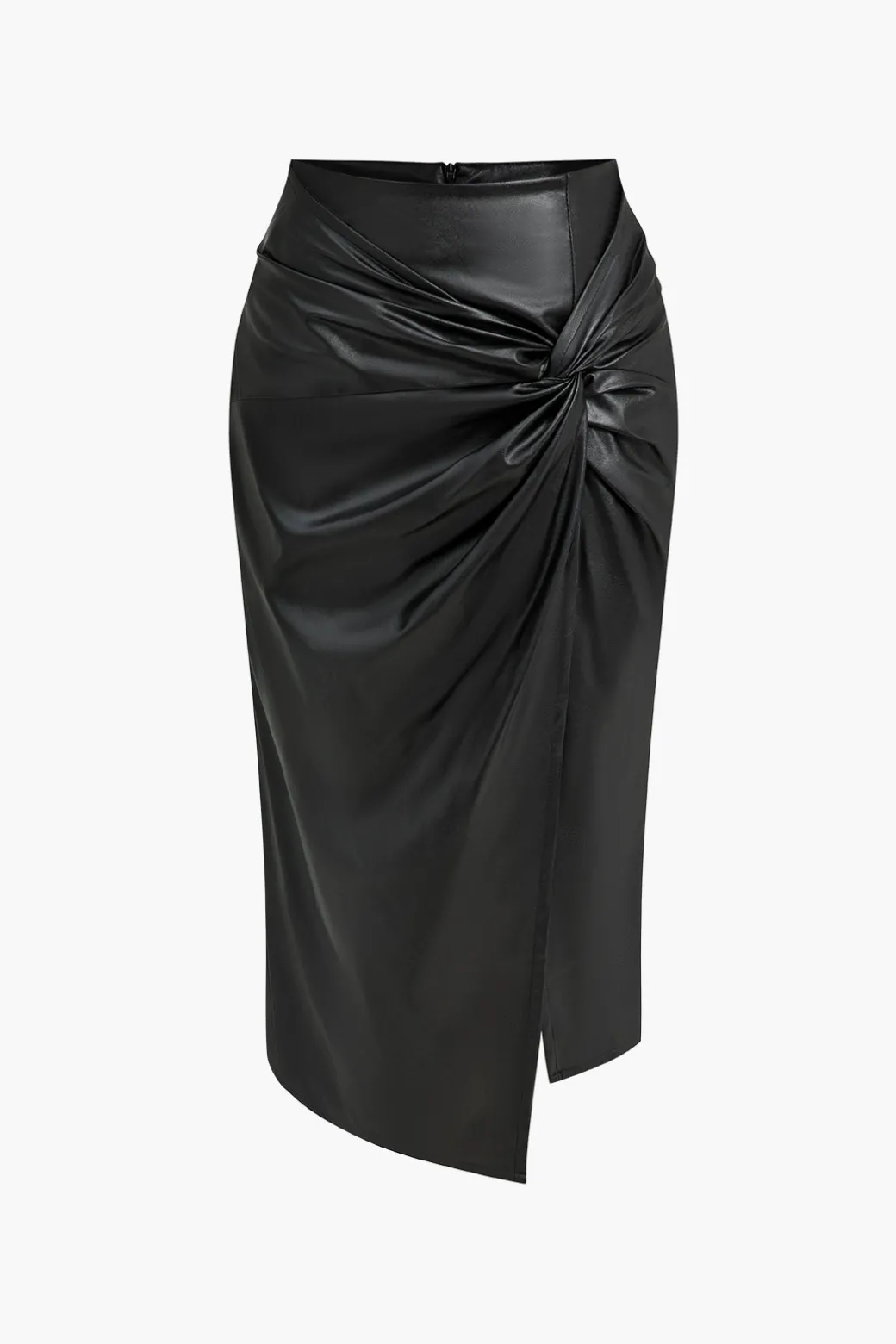 Clearance Faux Leather Asymmetrical Twist Knot Skirt Skirts
