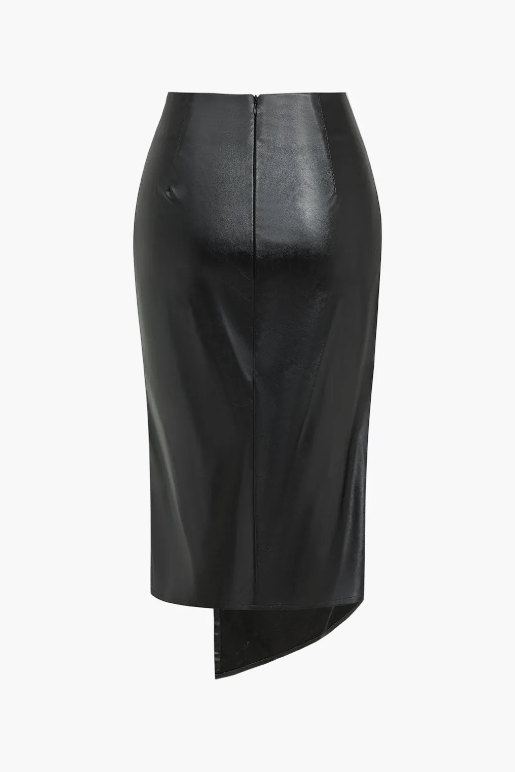 Clearance Faux Leather Asymmetrical Twist Knot Skirt Skirts