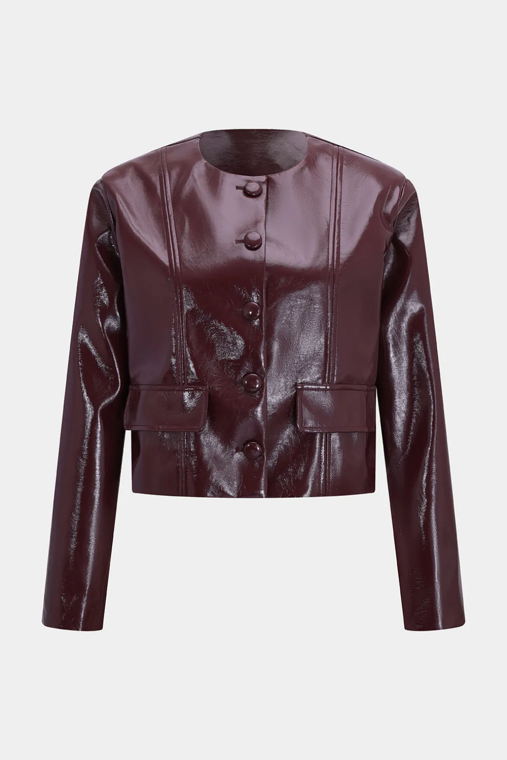 New Faux Leather Buttoned Pocket Jacket Outerwear | Outerwear