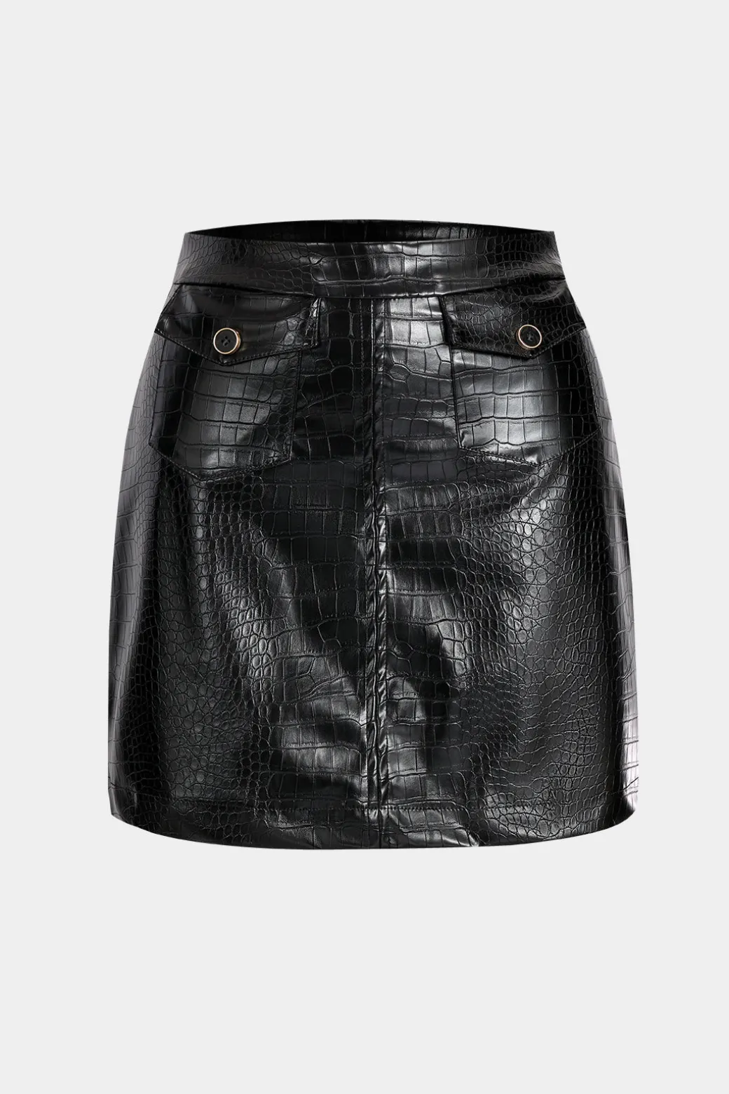 New Faux Leather High Waist Button Pocket Skirt Skirts