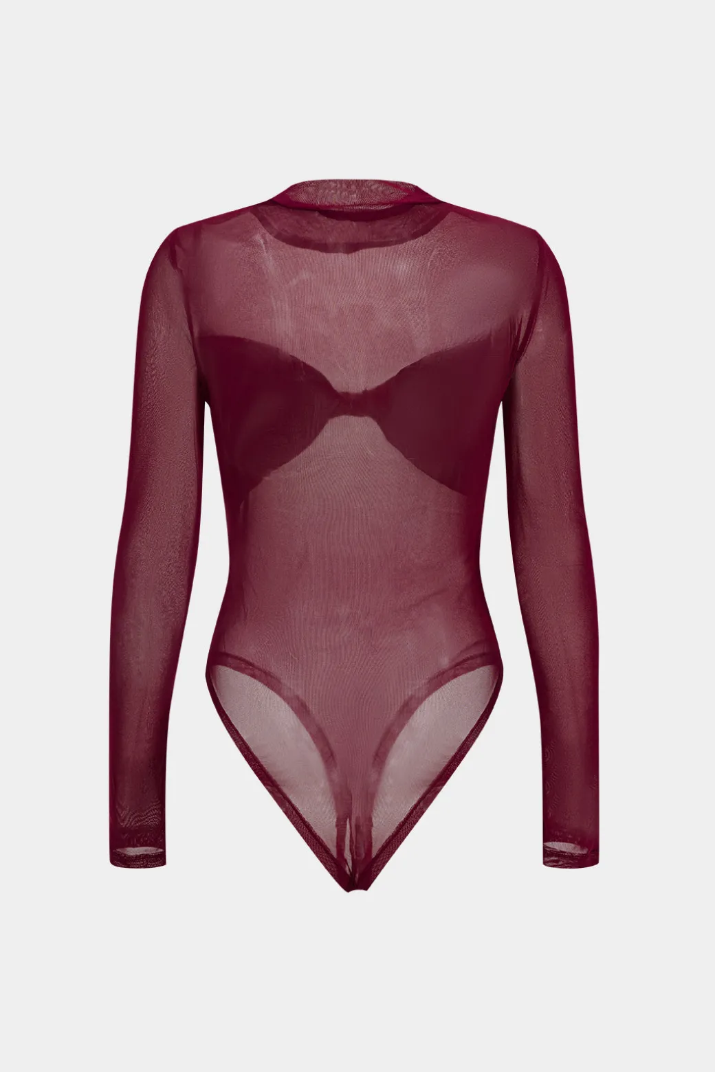 Sale Faux Leather Mesh Patchwork Twist Knot Long Sleeve Bodysuit Bodysuits