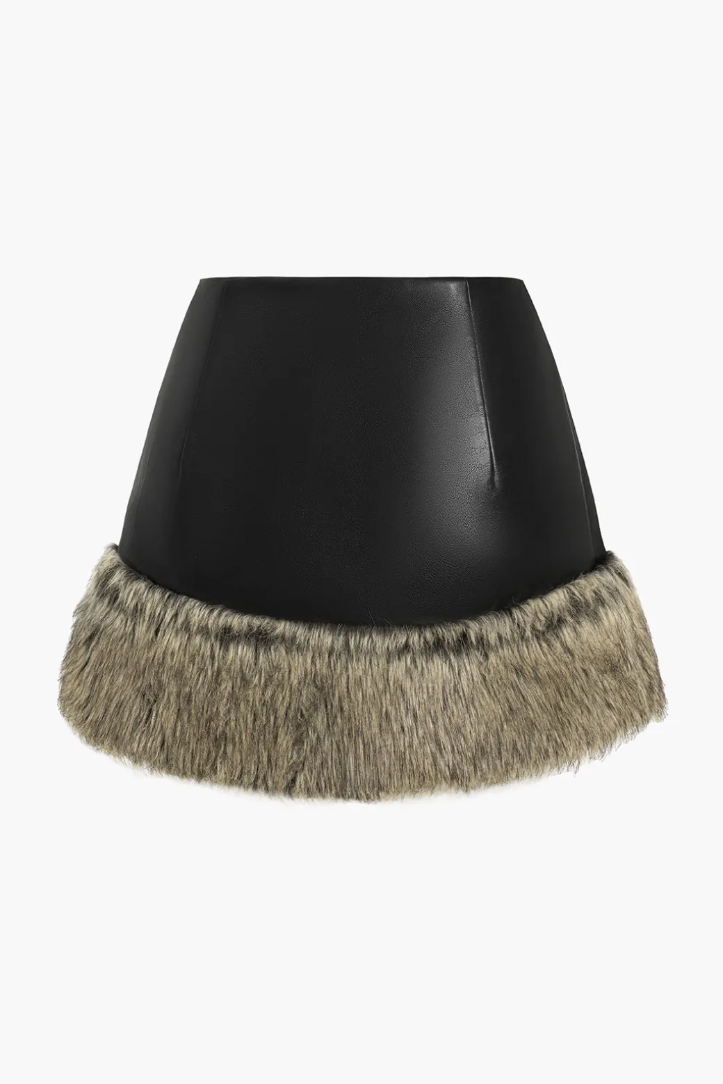 Online Faux Leather Patchwork Fur Skirt Skirts