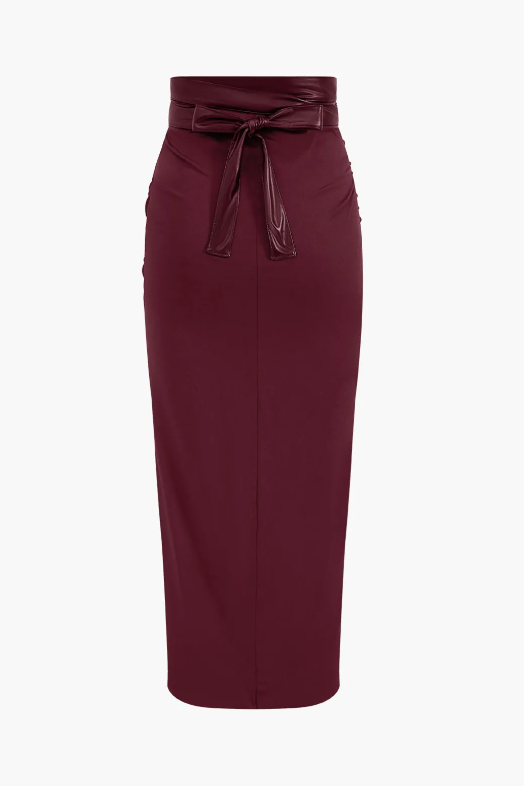 New Faux Leather Patchwork Ruched Skirt Skirts