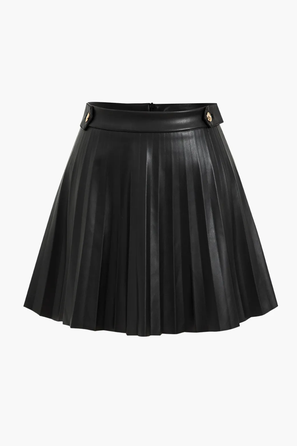 Online Faux Leather Pleated Skirt Skirts