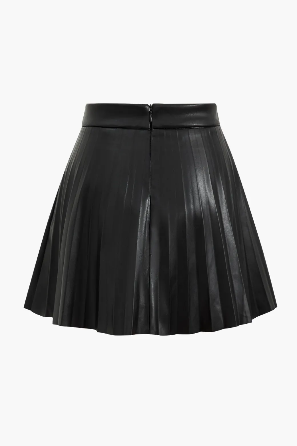 Online Faux Leather Pleated Skirt Skirts