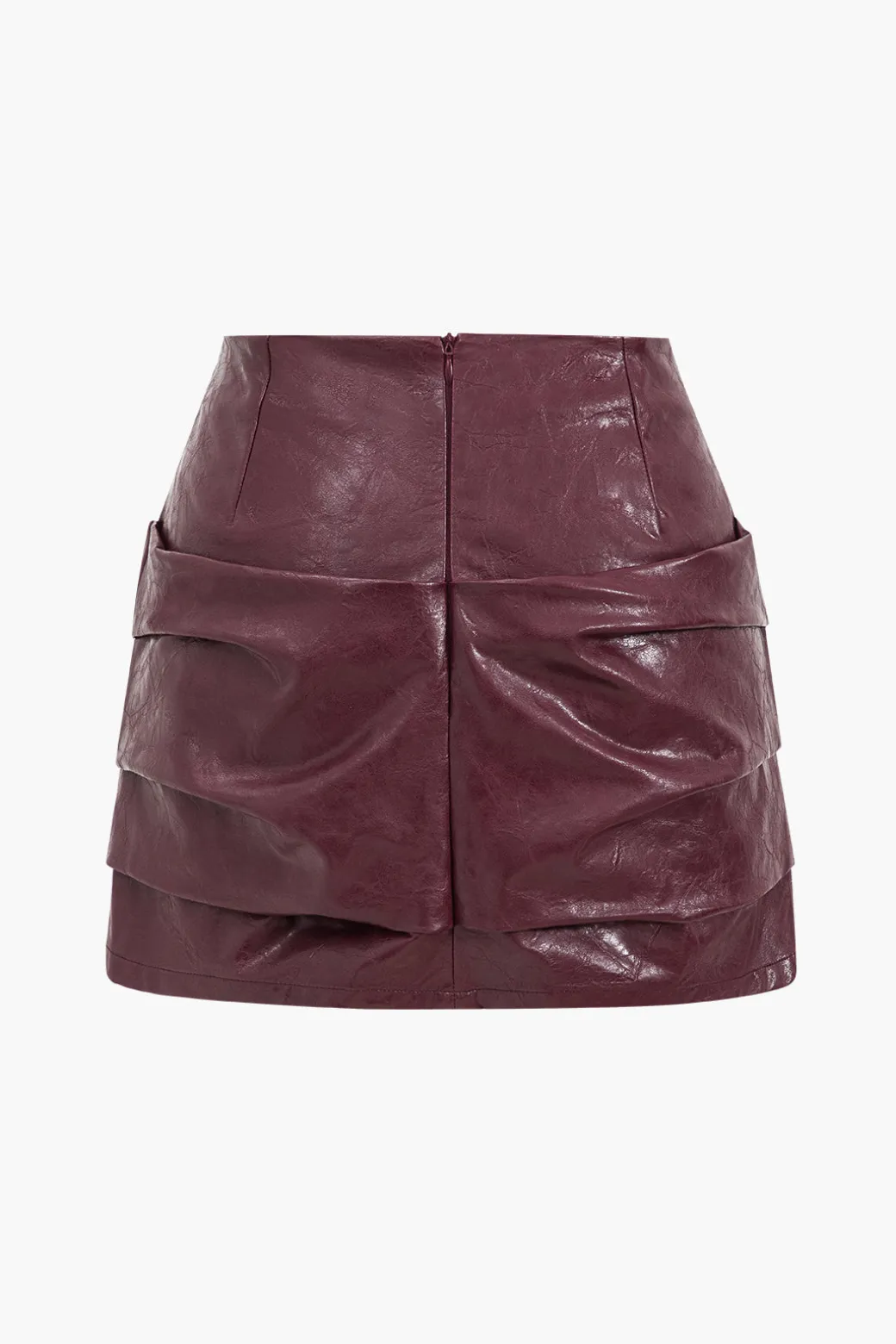 Hot Faux Leather Ruched Detail Skirt Skirts