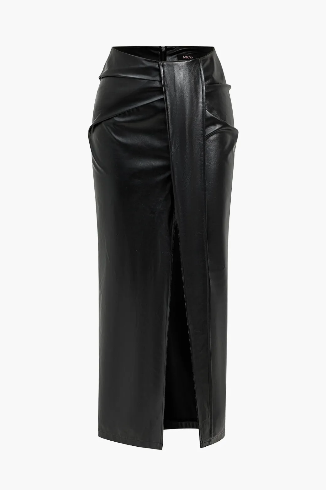 Clearance Faux Leather Ruched Skirt Skirts