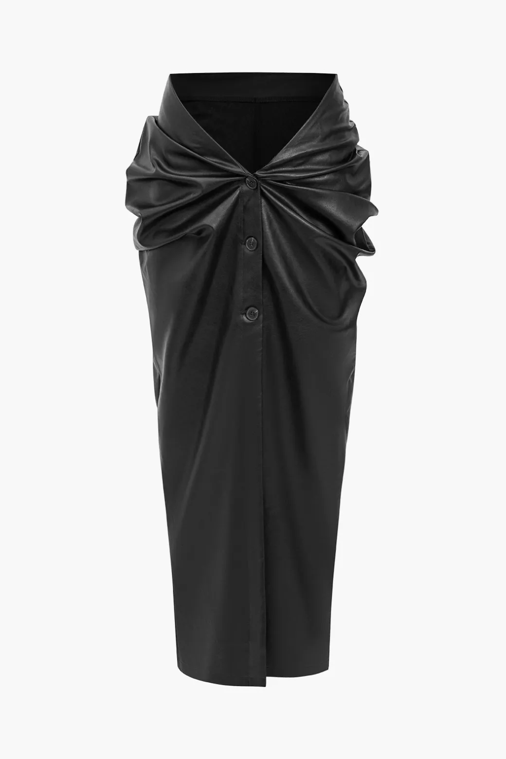 Discount Faux Leather Ruched Skirt Skirts