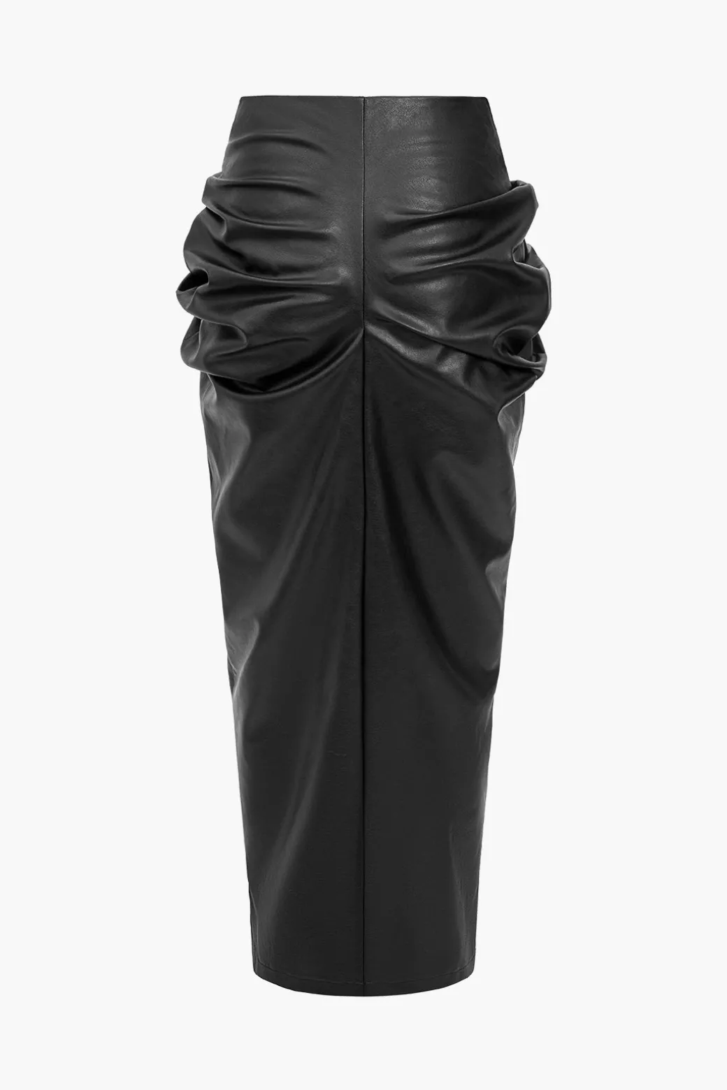 Discount Faux Leather Ruched Skirt Skirts
