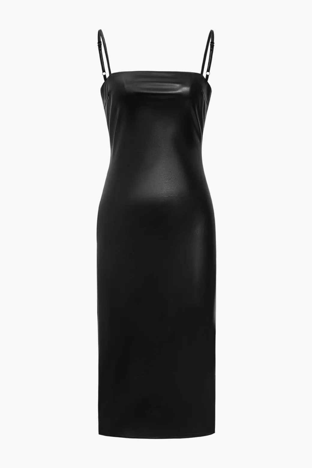 Cheap Faux Leather Slip Lace Up Midi Dress Midi Dresses