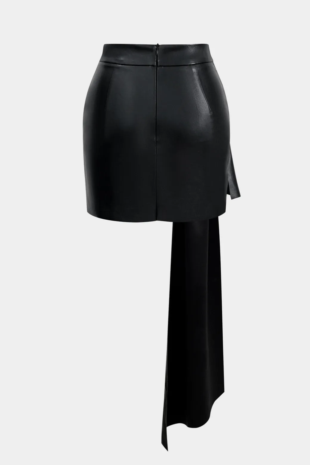 Discount Faux Leather Tie Front Asymmetrical Skirt Skirts