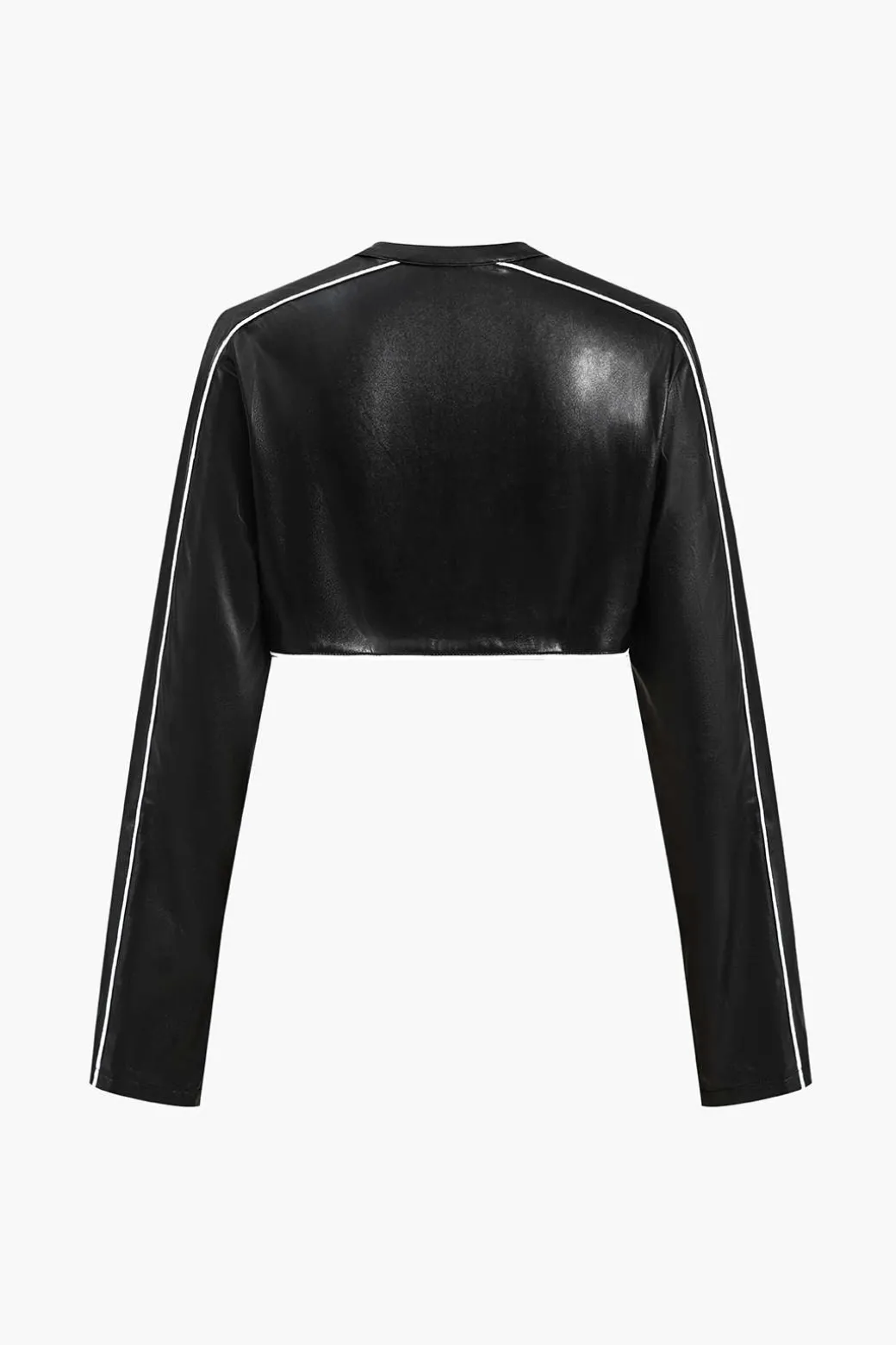 Hot Faux Leather Zipper Detail Contrast Binding Jacket Outerwear | Outerwear