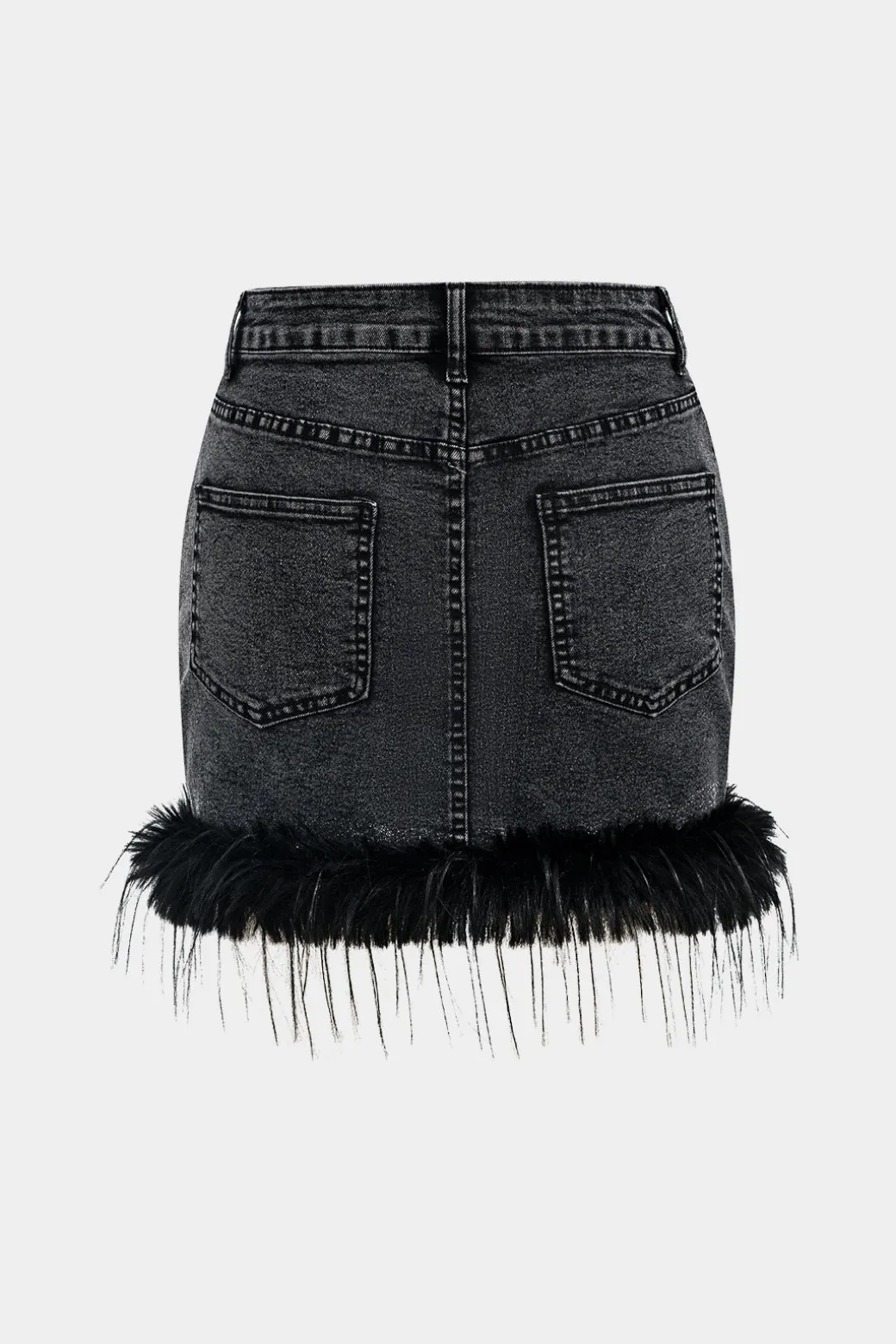 Hot Feathered Denim Skirt Skirts