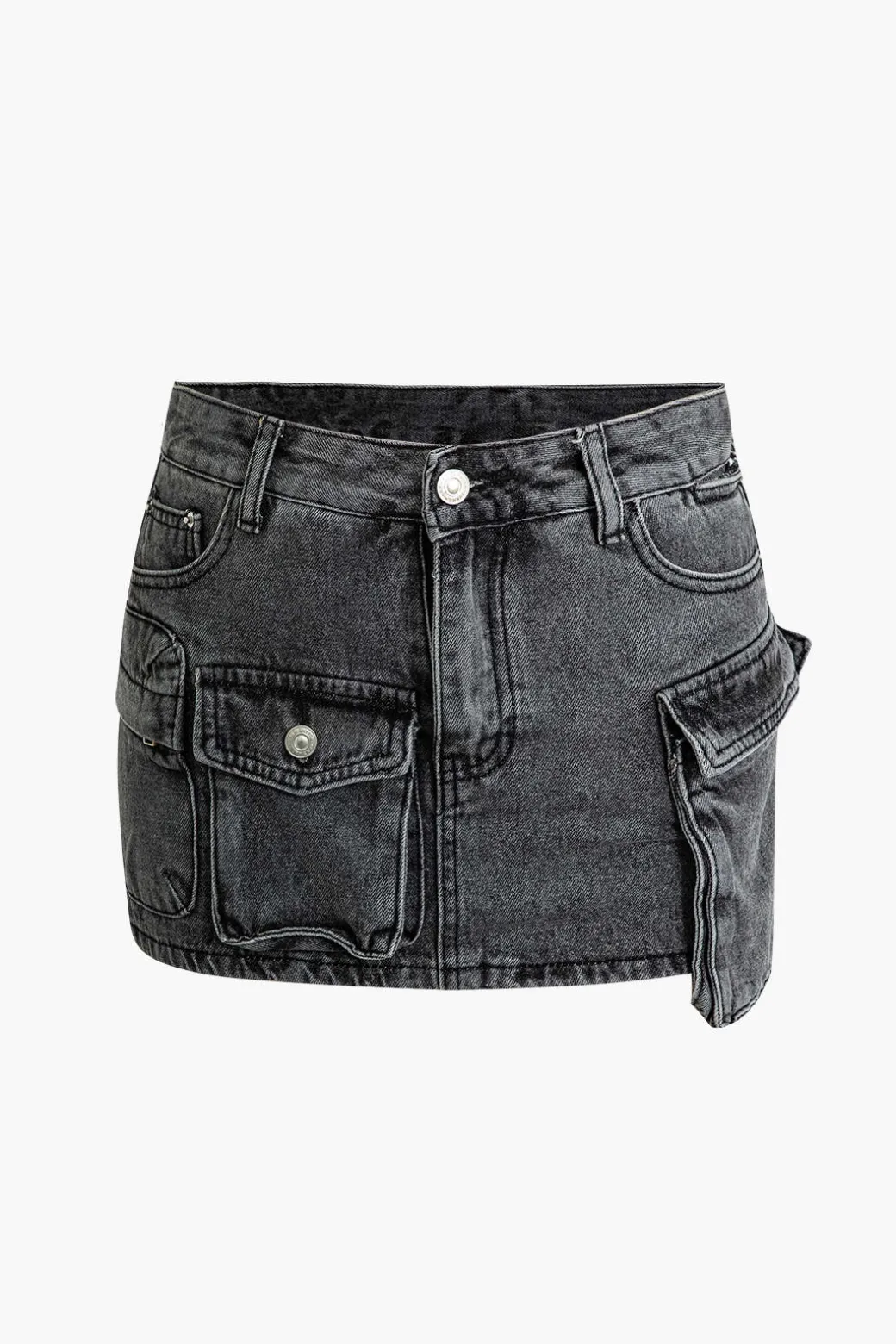 Fashion Flap Pocket Denim Skirt Skirts