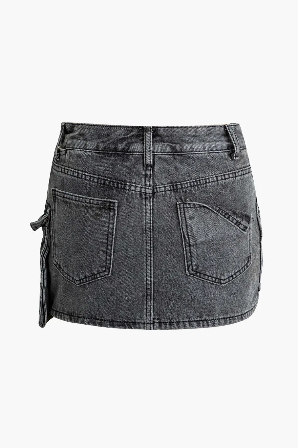 Fashion Flap Pocket Denim Skirt Skirts