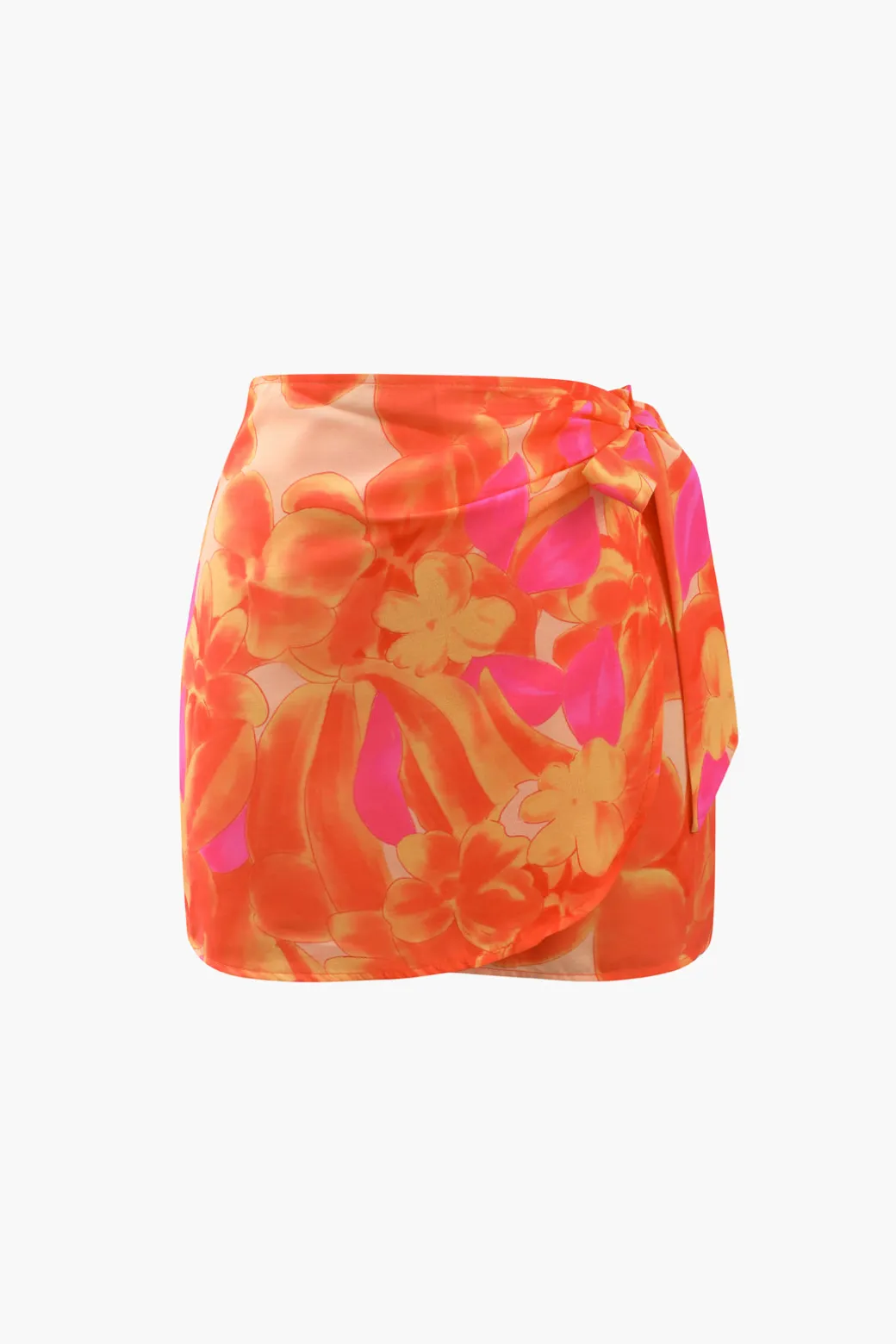 Hot Floral Knot Side Wrap Mini Skirt Skirts