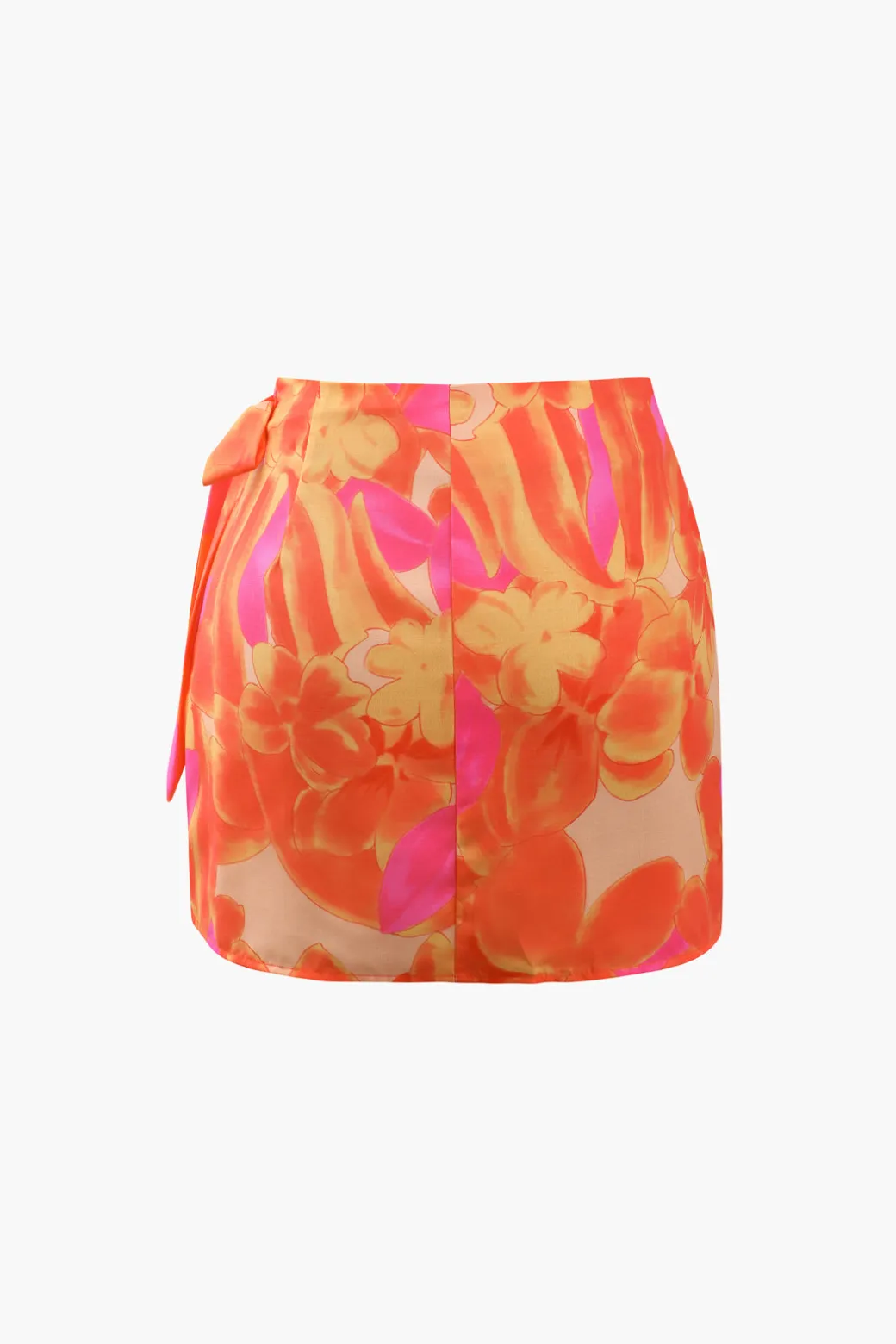 Hot Floral Knot Side Wrap Mini Skirt Skirts