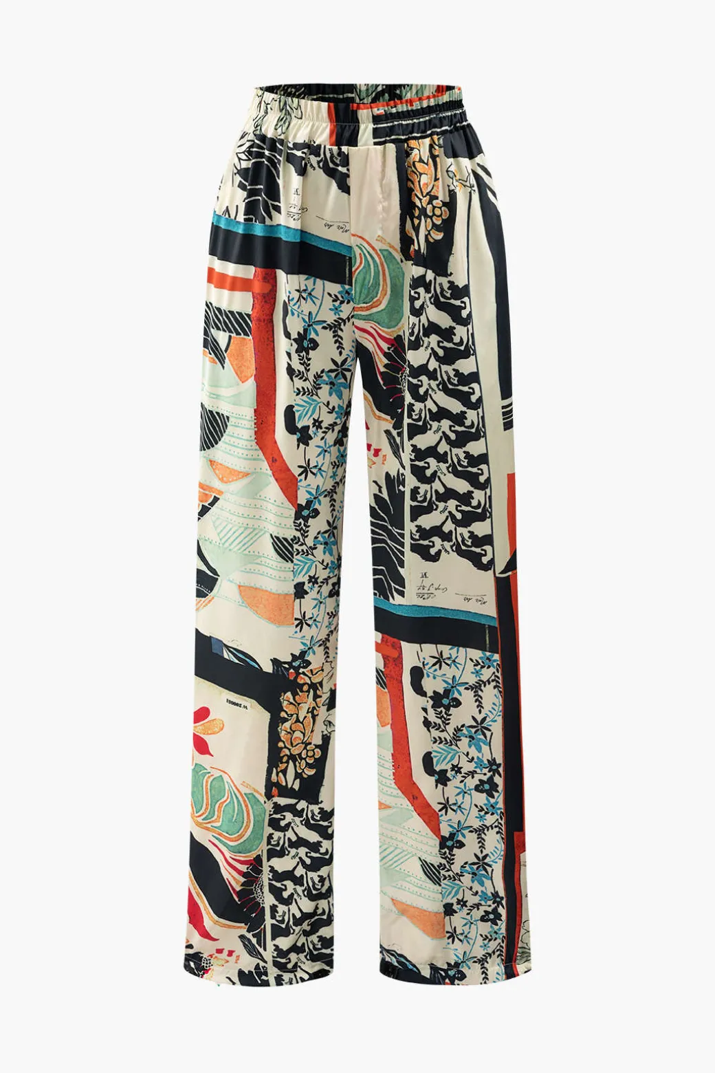 Flash Sale Floral Print High Waisted Straight Leg Pants Pants