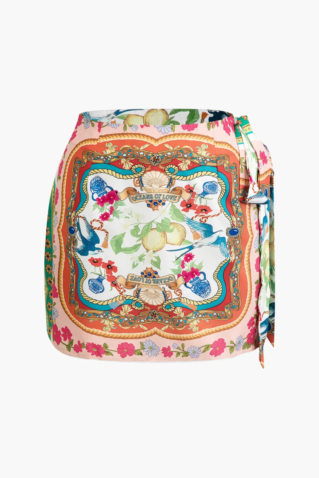 Hot Floral Print Knot Mini Skirt Skirts