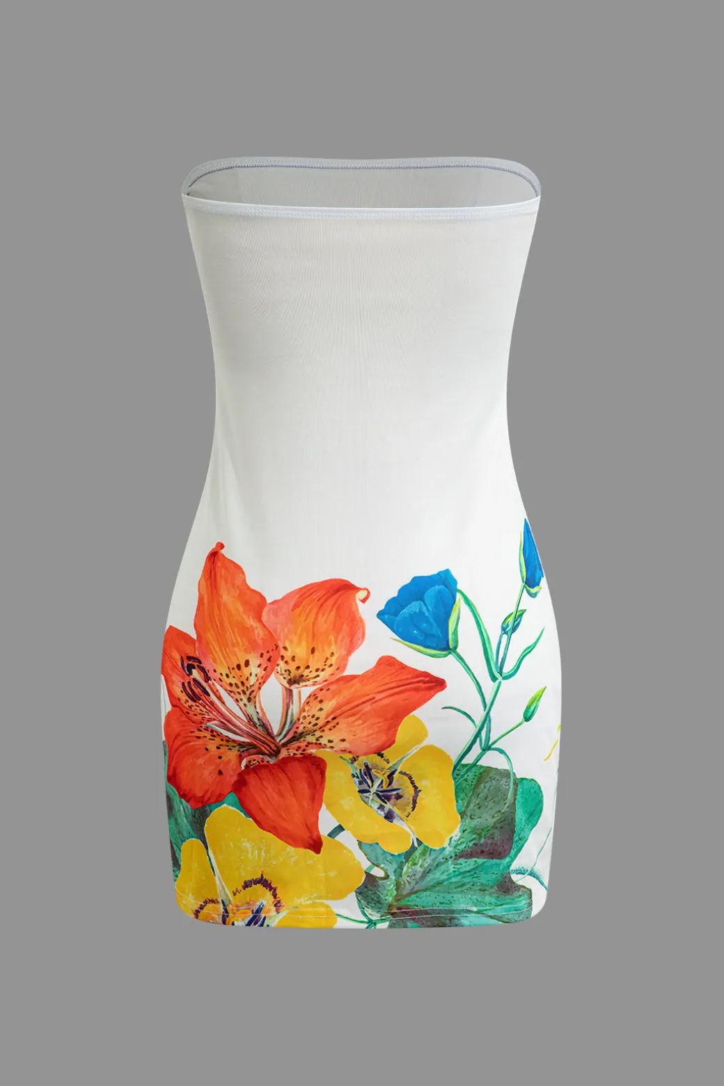 Fashion Floral Print Strapless Mini Dress Mini Dresses