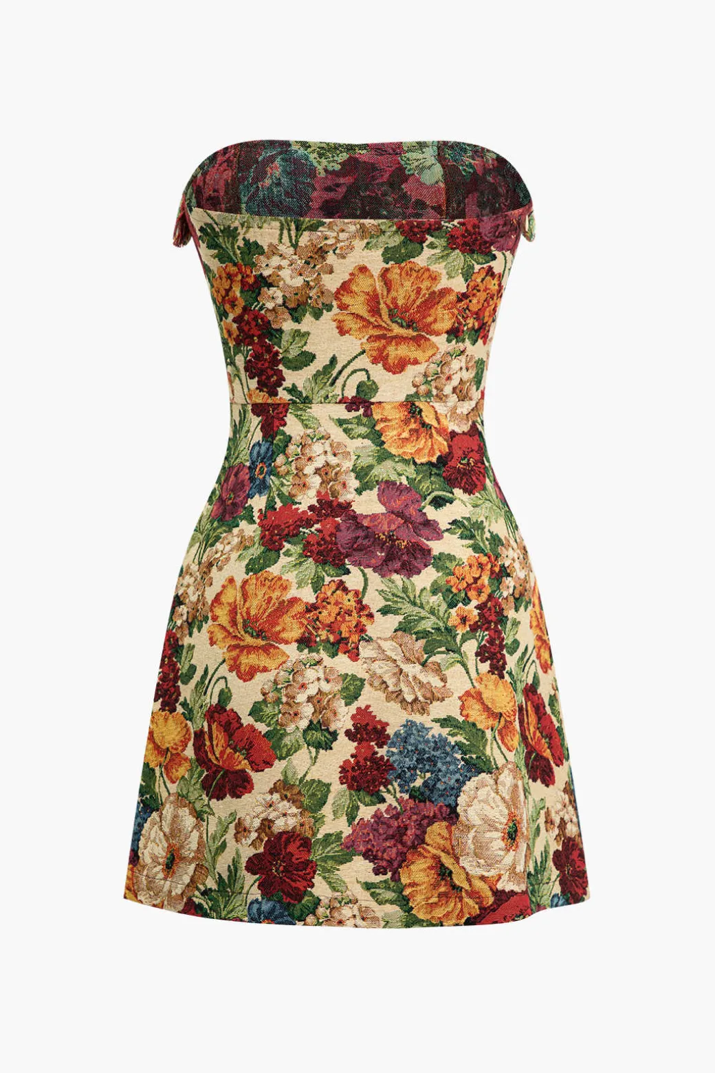 Hot Floral Print Zipper Strapless Mini Dress Mini Dresses