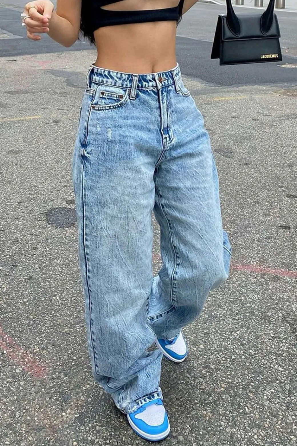 Online Frayed Destroyed Wide Leg Jeans Jeans