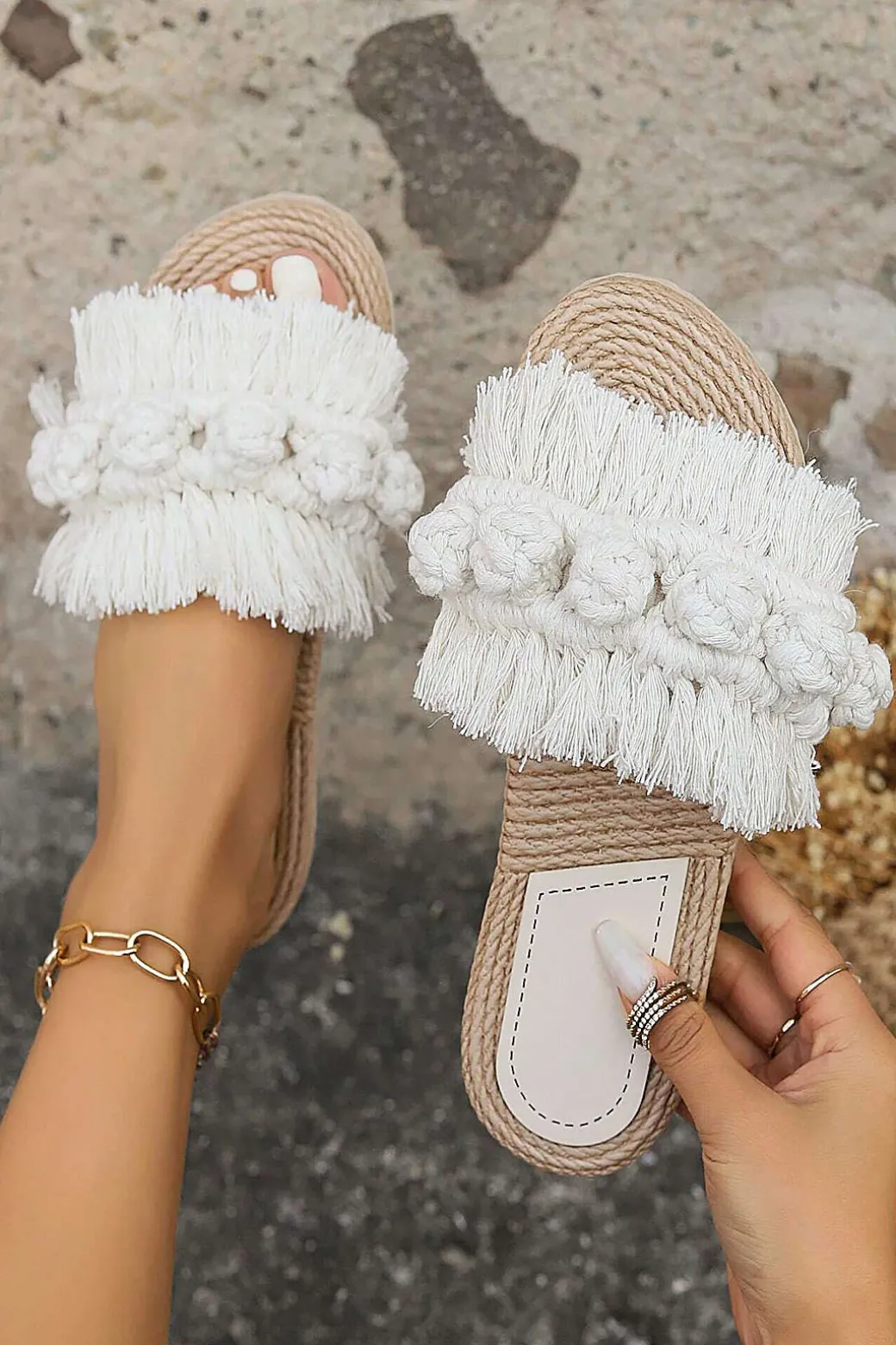 Cheap Fringe Braided Slipper Sandals Shoes | Shoes
