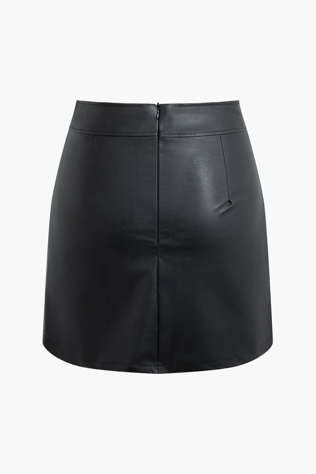 Cheap High Waist Faux Leather Zipper Mini Skirt Skirts