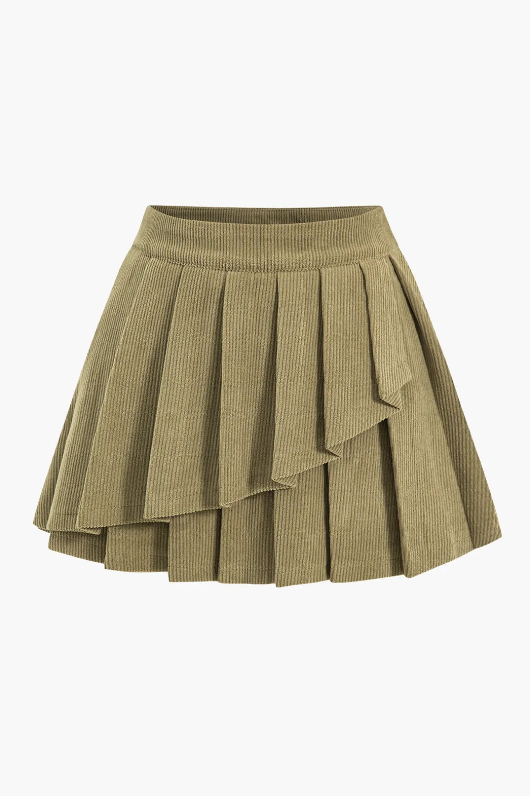 Hot High Waist Pleated Asymmetrical Corduroy Skirt Skirts