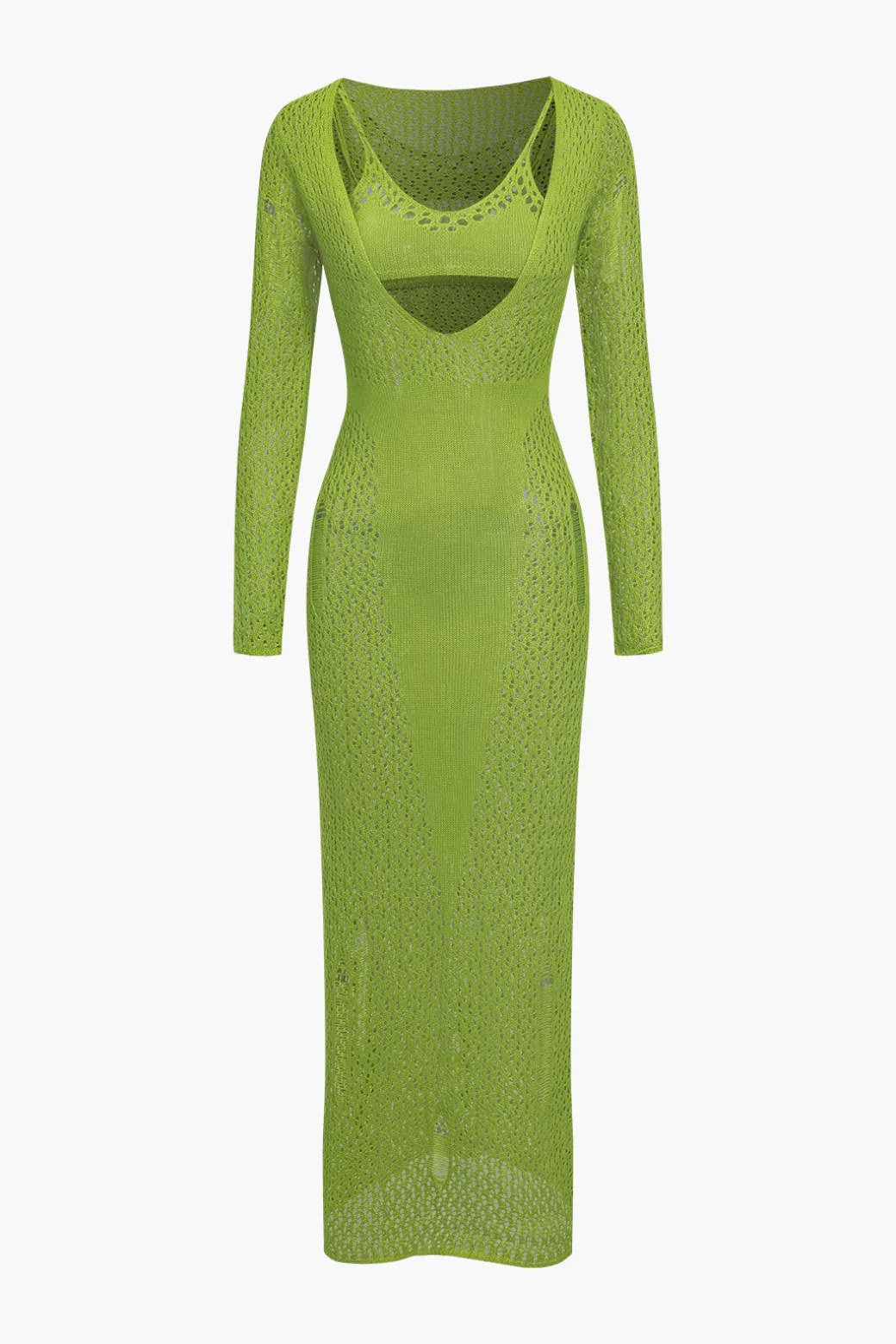 Outlet Hollow Out Long Sleeve Knit Maxi Dress With Bra Set Long Sleeve Dresses | Knit Sets