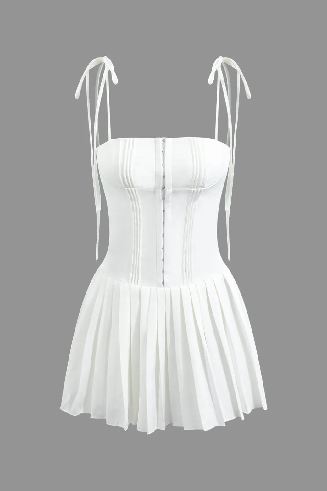 Sale Hook And Eye Front Zip Up Back Pleated Cami Mini Dress Mini Dresses