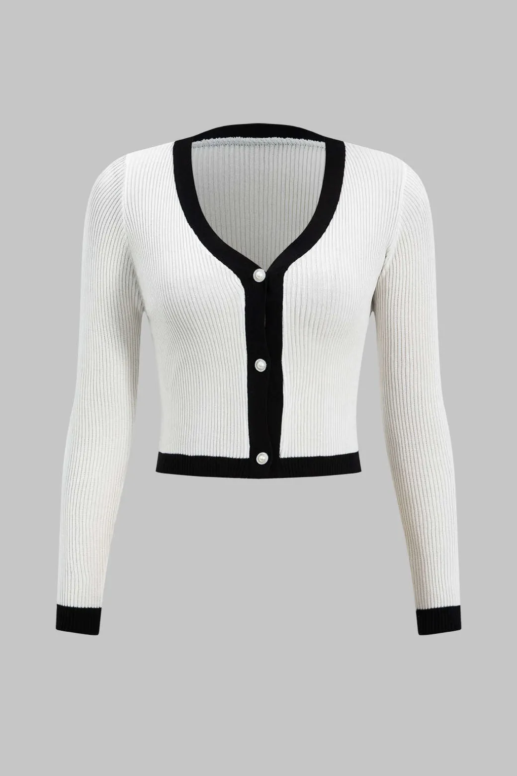 Outlet Knit Button V-Neck Patchwork Long Sleeve Cardigan And Slip Dress Set Knitwear | Knit Sets