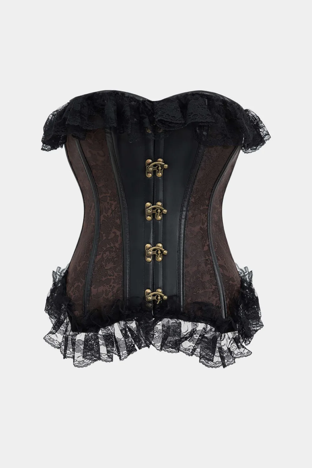 Fashion Lace Jacquard Metallic Button Strappy Corset Tube Top Tube Tops | Corset & Bustier Tops