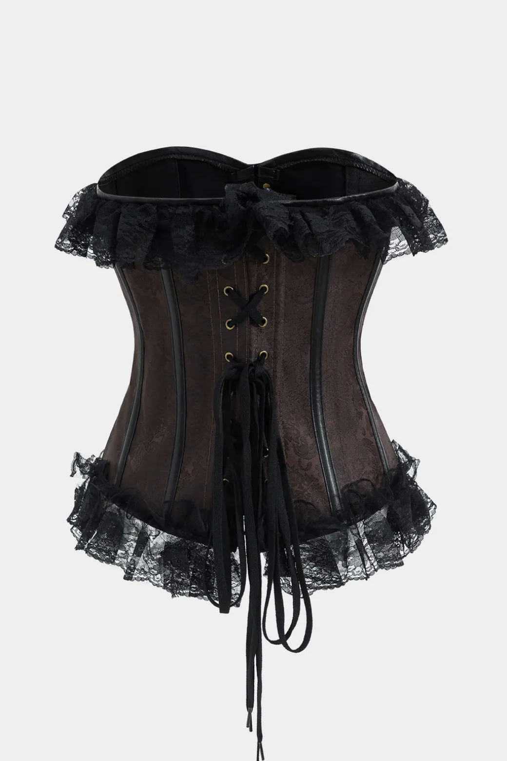 Fashion Lace Jacquard Metallic Button Strappy Corset Tube Top Tube Tops | Corset & Bustier Tops