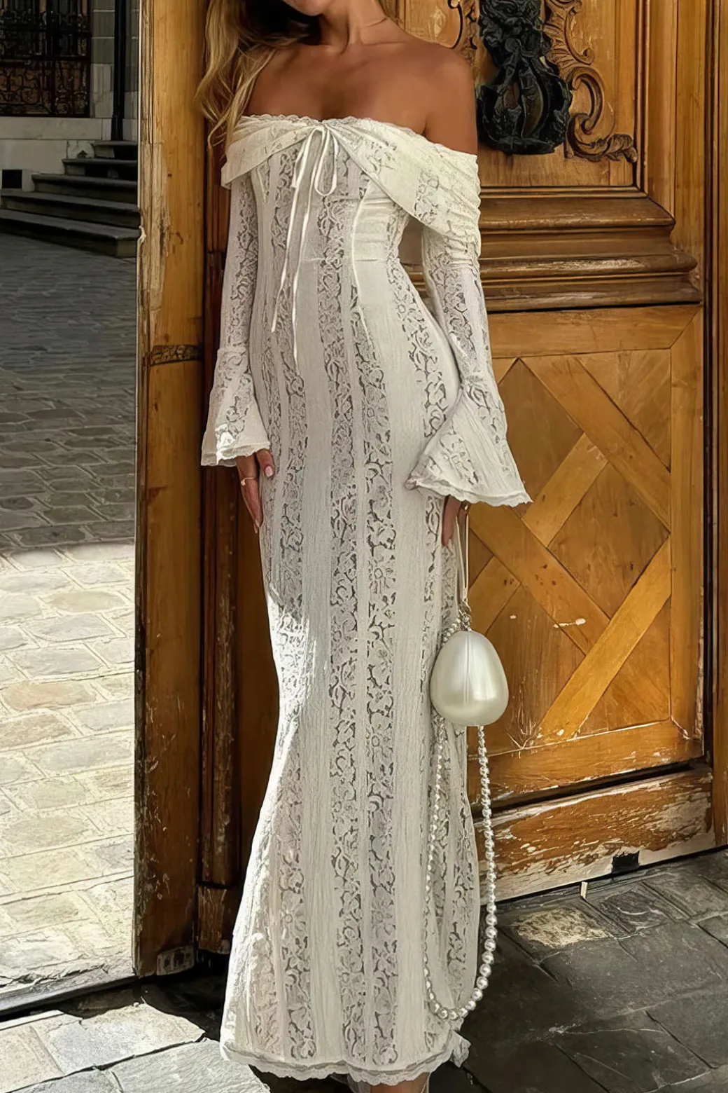 Clearance Lace Long Sleeve Strapless Maxi Dress Long Sleeve Dresses | Maxi Dresses