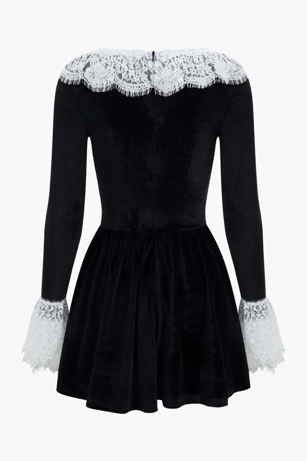 Clearance Lace Patchwork Velvet Long Sleeve Mini Dress Long Sleeve Dresses | Mini Dresses
