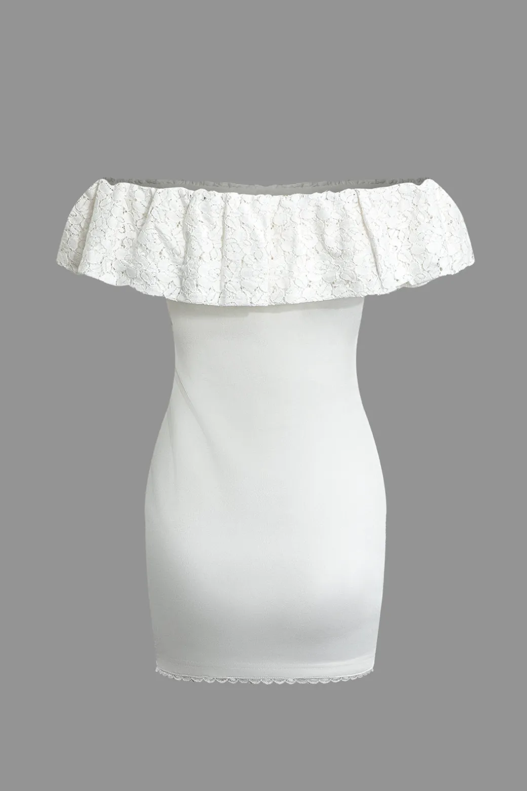 Online Lace Ruffle Neckline One Shoulder Mini Dress Mini Dresses