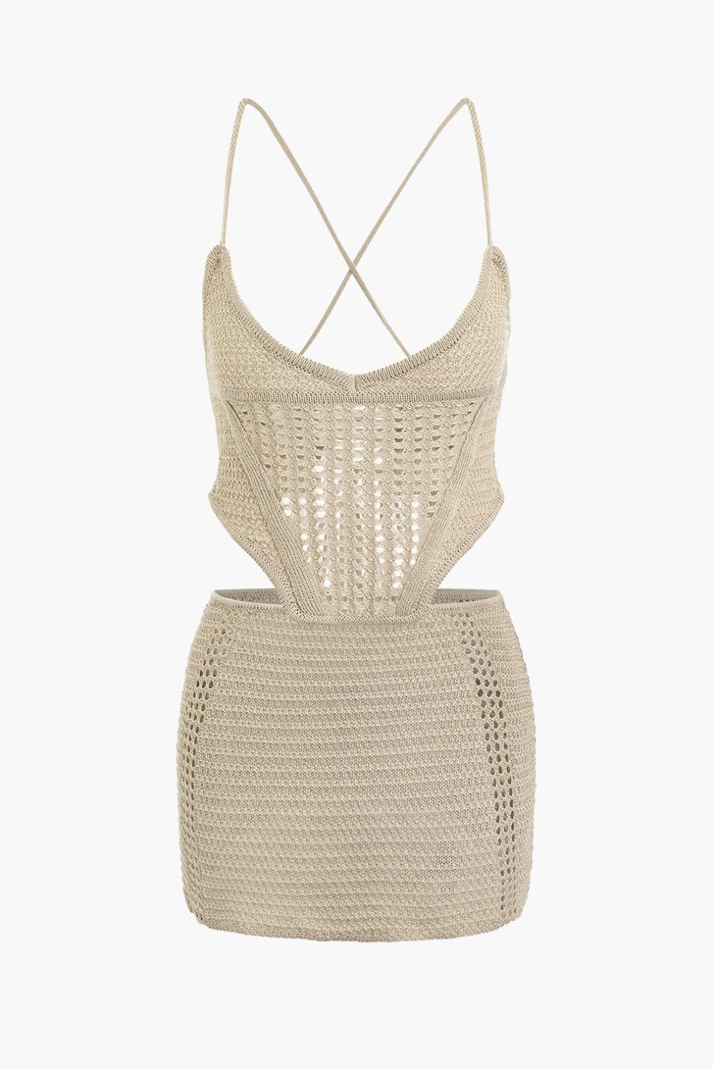 Hot Lace Up Crisscross Knit Crop Top And Mini Skirt Set Knit Sets