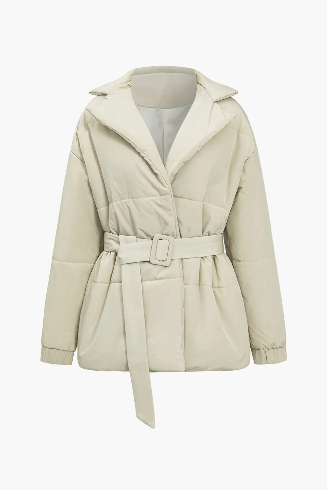Hot Lapel Belted Puffer Outerwear | Outerwear