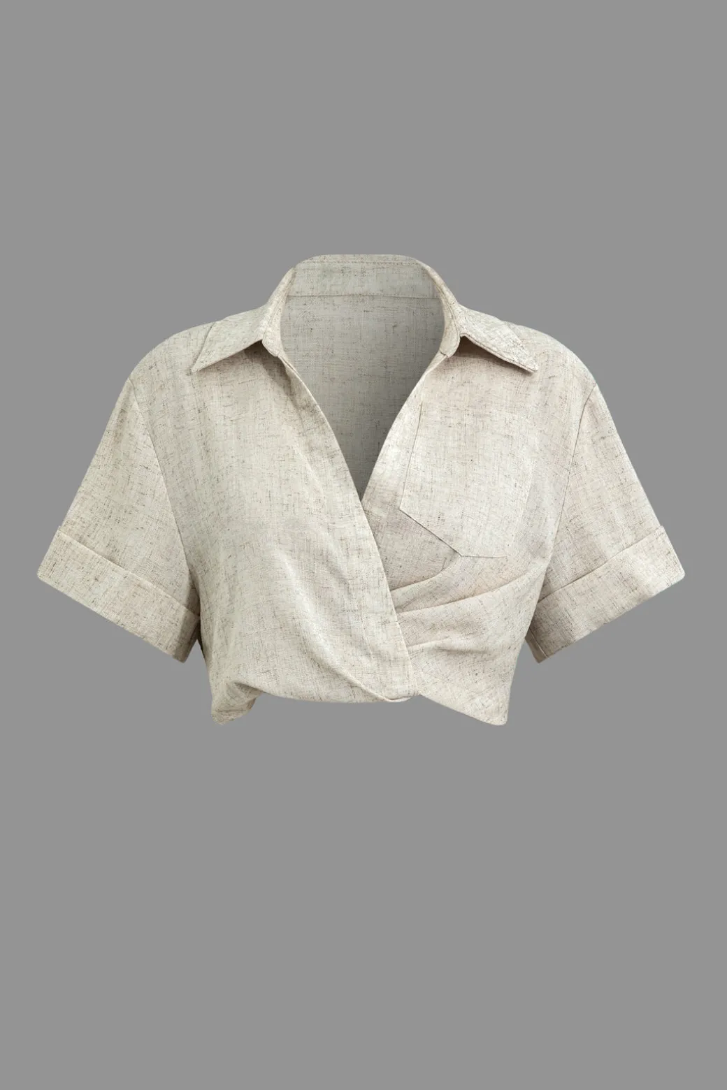 Fashion Linen Cross Crop Shirt Blouses & Shirts