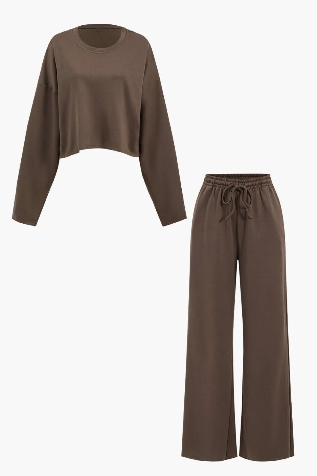 New Long Sleeve Top And Drawstring Trousers Set Pant Sets