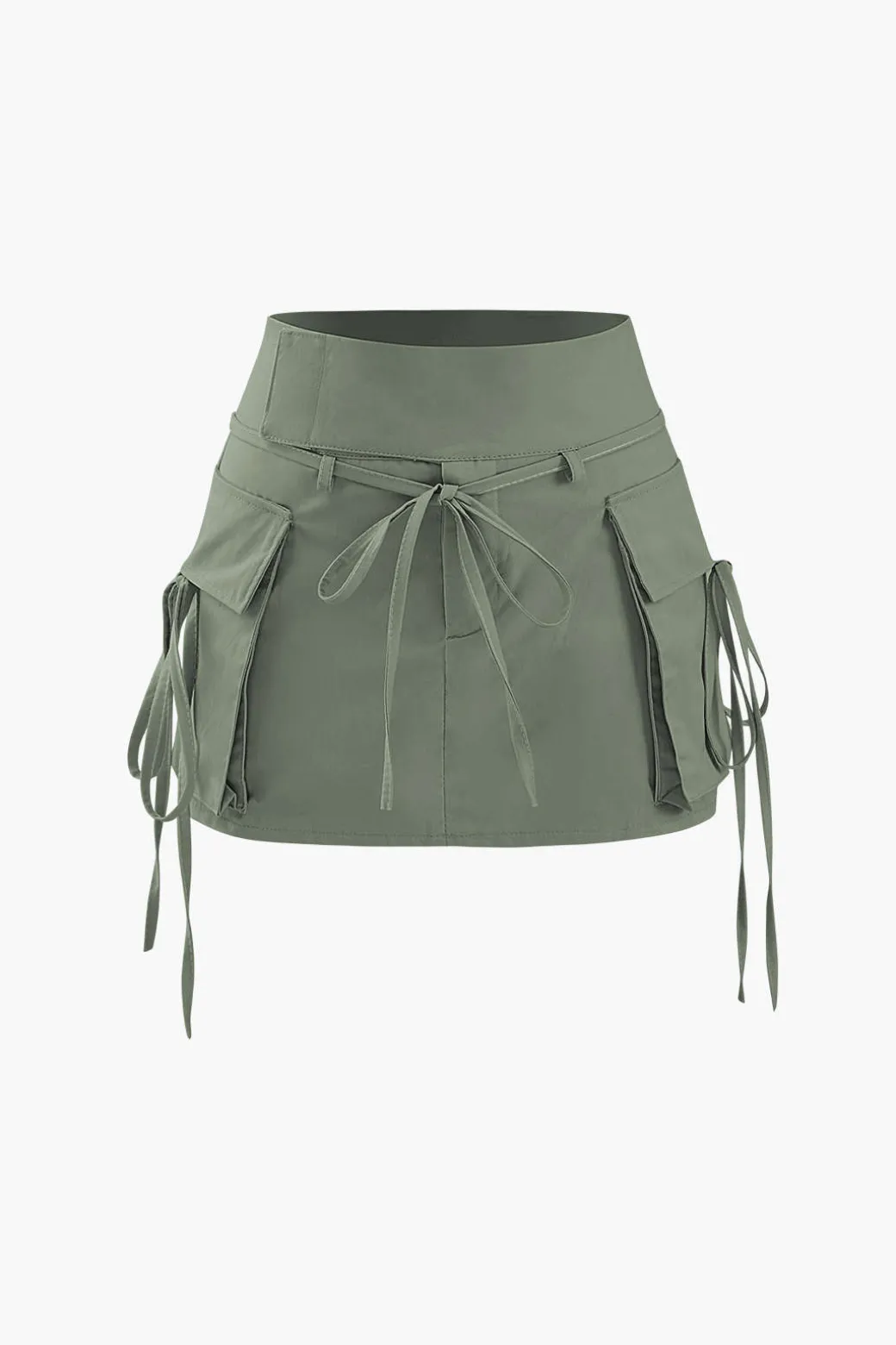 Hot Low Rise Tie Cargo Mini Skirt Skirts