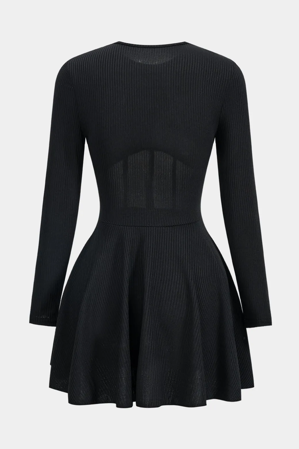 Hot Mesh Patchwork Corset Long Sleeve Mini Dress Long Sleeve Dresses | Mini Dresses