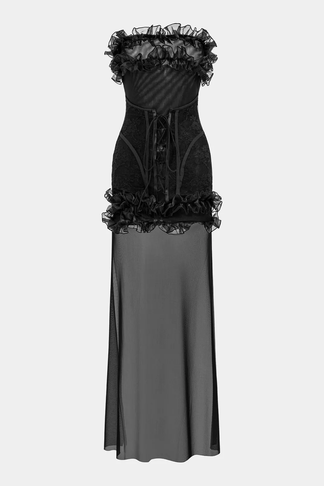 Online Mesh Patchwork Off Shoulder Strapless Sleeveless Mini Dress Mini Dresses