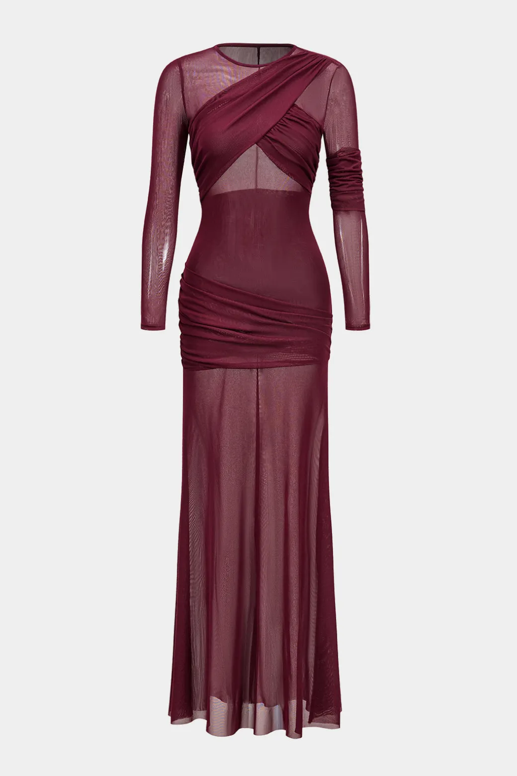 Fashion Mesh Ruffle Long Sleeve Maxi Dress Long Sleeve Dresses | Maxi Dresses